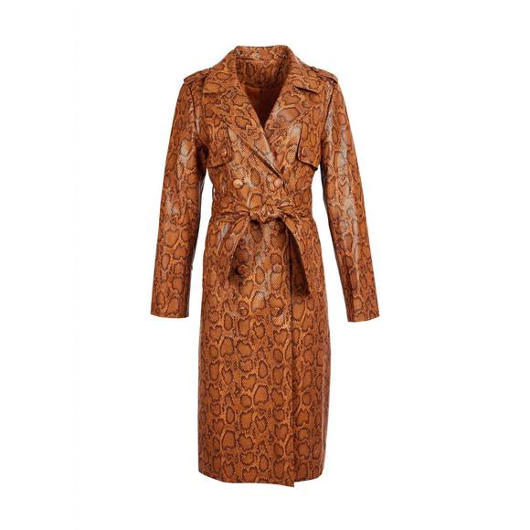 NEW HILARY MACMILLAN snakeskin trench coat in brown mix